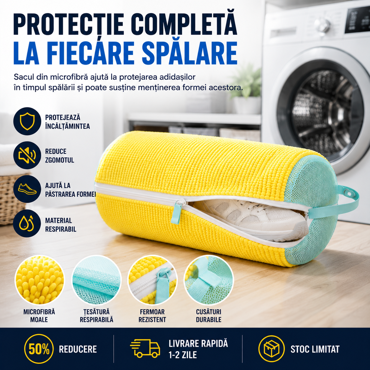 Sac din microfibră pentru spălarea încălțămintei
