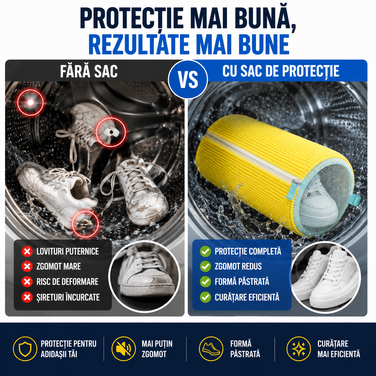 Sac din microfibră pentru spălarea încălțămintei