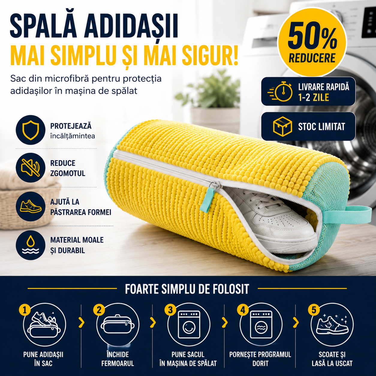 Sac din microfibră pentru spălarea încălțămintei