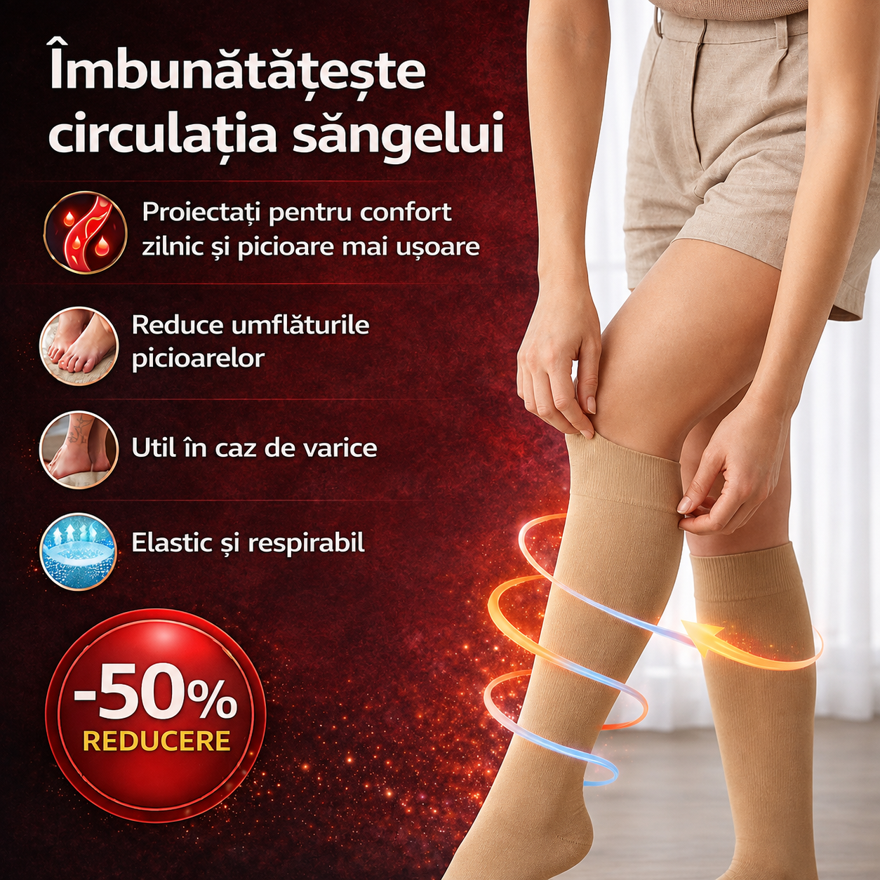 Ciorapi Compresivi pentru Stimularea Circulației Sângelui